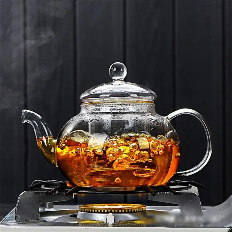 High Borosilicate Glass  Flower Teapot Set: Heat-Resistant, Filterable, 400ml/1000ml"