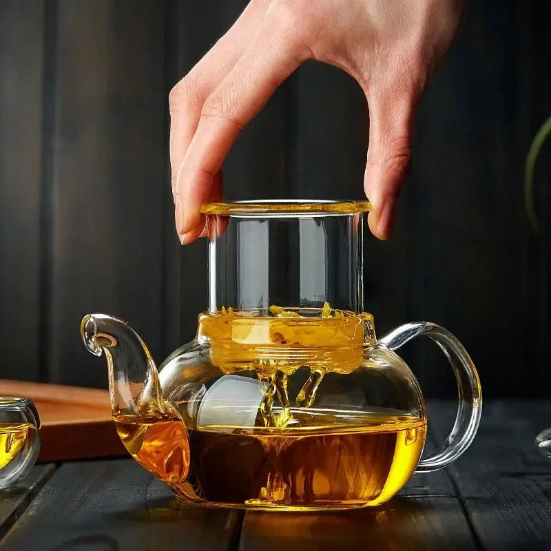 High Borosilicate Glass  Flower Teapot Set: Heat-Resistant, Filterable, 400ml/1000ml"