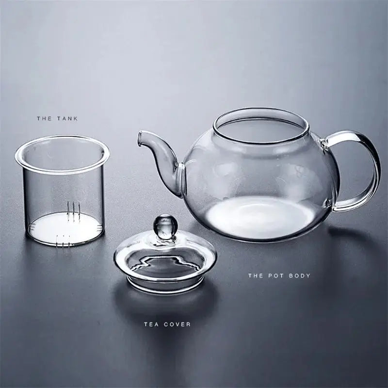 High Borosilicate Glass  Flower Teapot Set: Heat-Resistant, Filterable, 400ml/1000ml"